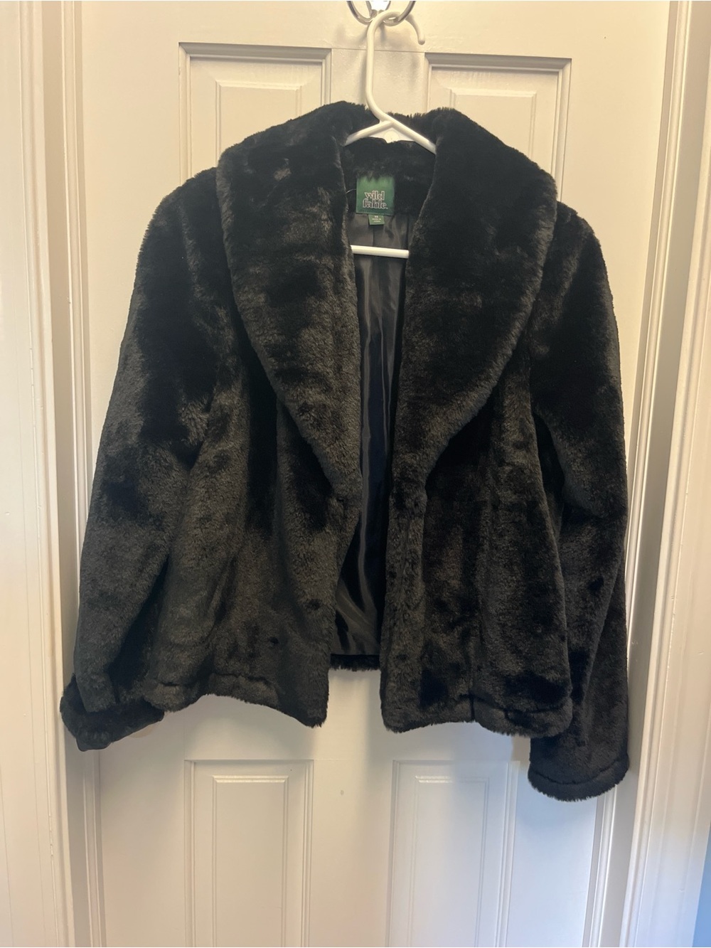 wild fable Black Plush Faux Fur Teddy Jacket